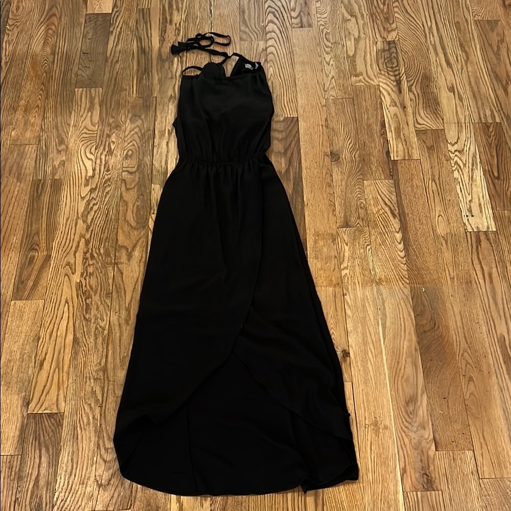 Athleta Black Maxi Halter Tie Dress XS